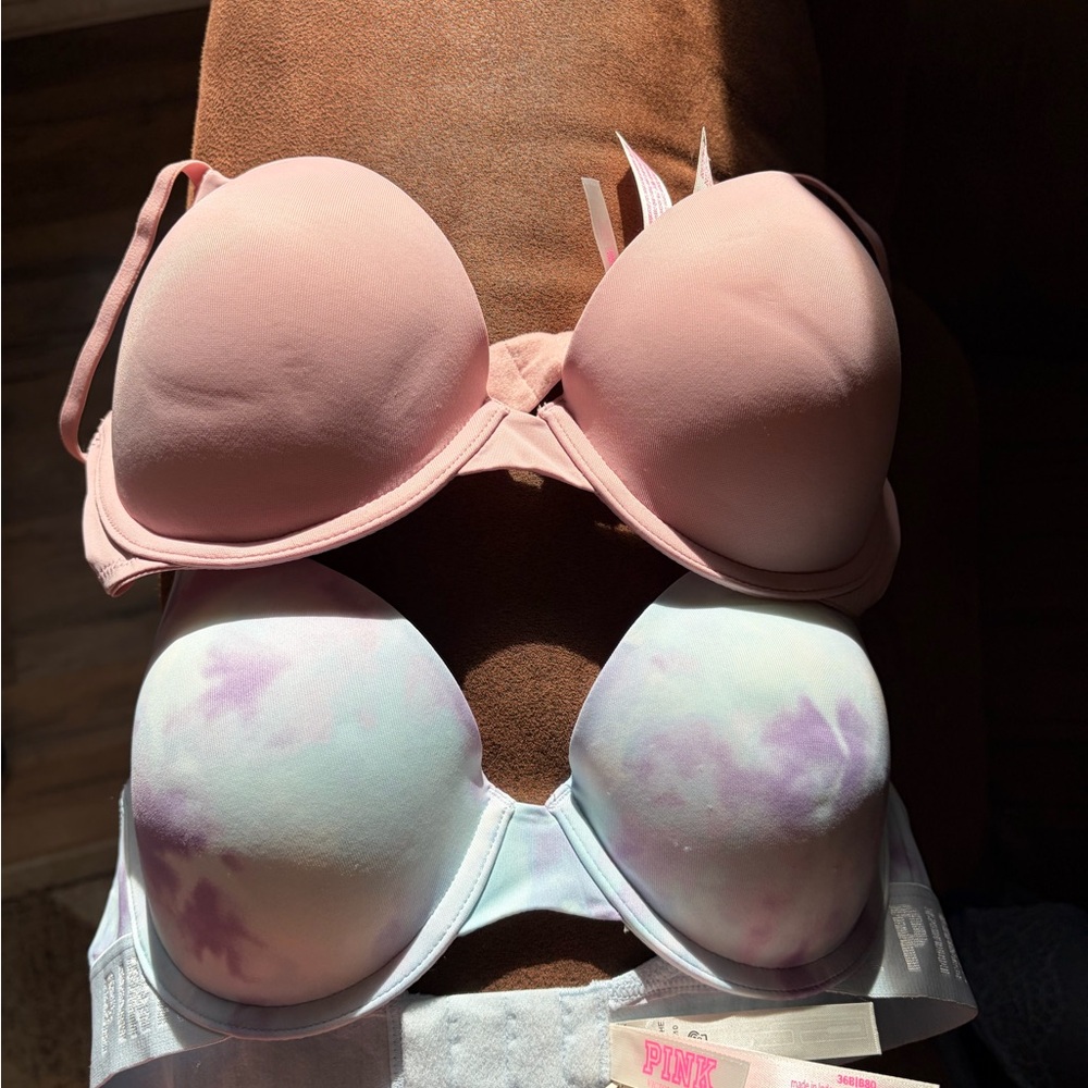 PINK Victoria's Secret Light Pink and Tie-Dye Bra Duo